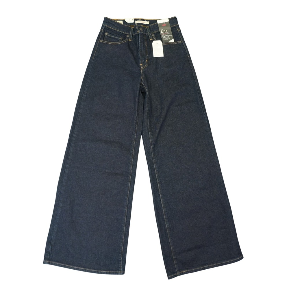 Levi's 726 High Rise Wide Leg Jeans Women 27 Indigo Dark Wash Stretch Premium
